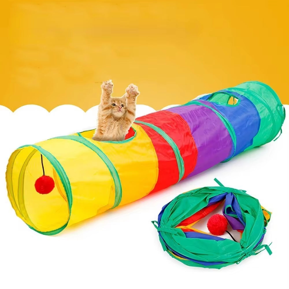 VZZ Practical Cat Tunnel Pet Tube Collapsible Play Toy Indoor Outdoor Kitty Puppy Toys for Puzzle Exercising Hiding Training